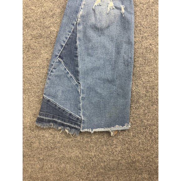 Bridge by Gly Hi Rise Flare Leg Jeans Women's 25 Distressed Blue Patchwork - Picture 8 of 16